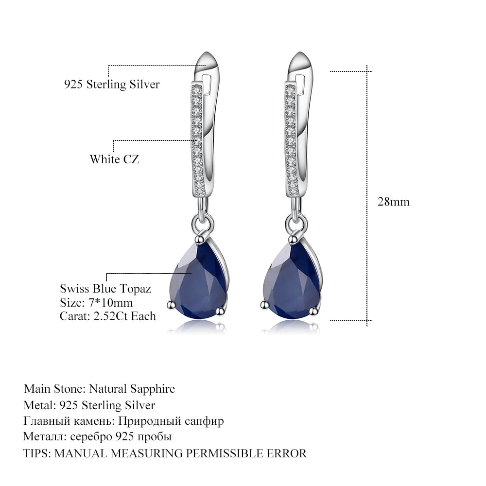 Hemasa 5.05Ct Natural Blue Sapphire Gemstone Drop Earrings 925 Sterling Silver Fine Jewelry For Women Wedding
