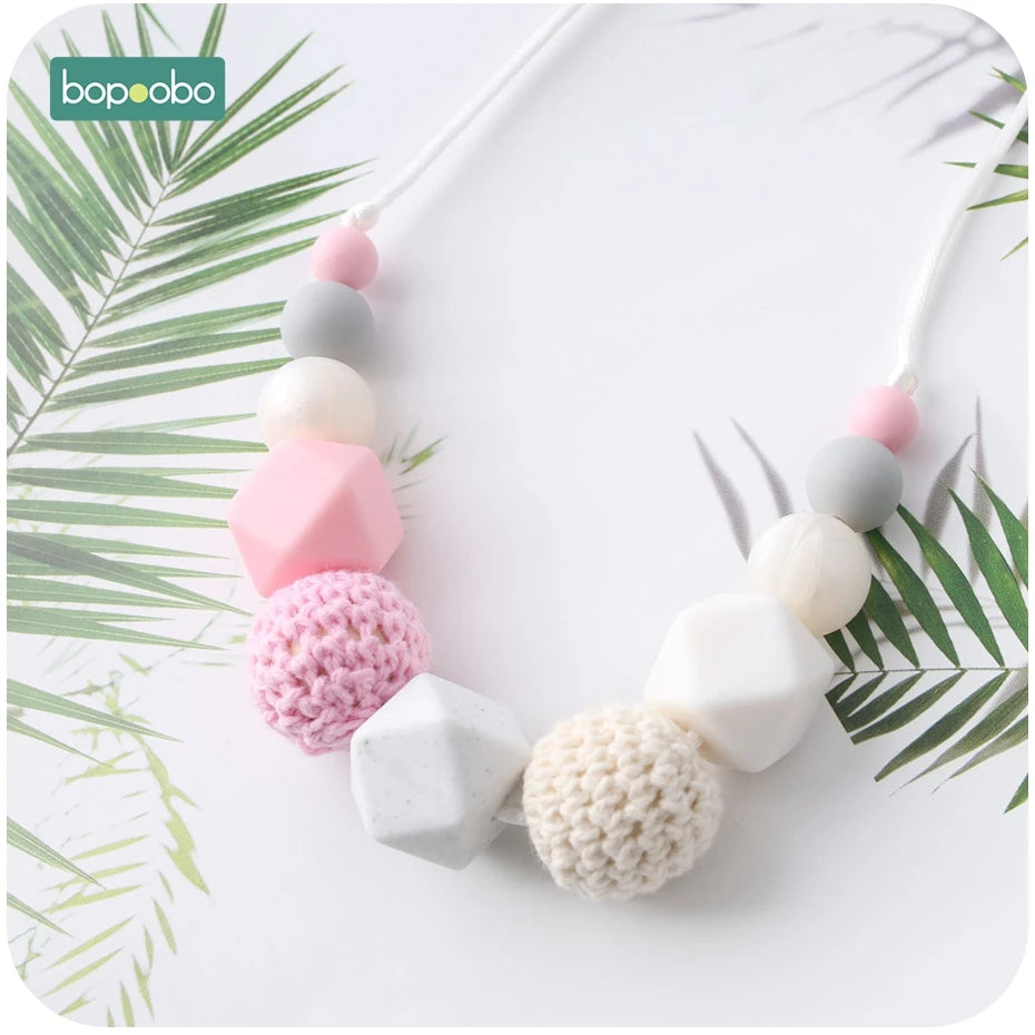Hemasa Baby Teething Silicone Necklace Food Grade Silicone Beads Hexagon Baby Toys Silicone Perle BPA Free Baby Teether
