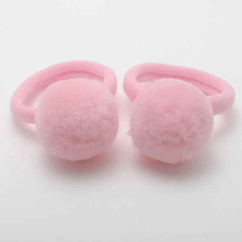 Cute Girls Ponytail Holders Kids Hair Clips Elastic Hair Bands Children Ball Hair Tie Pom Pom Elastic Hair Gum Rope Accessories
