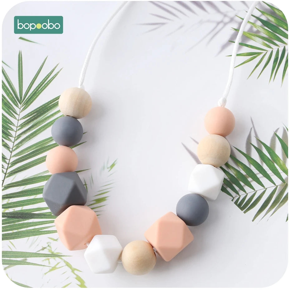Hemasa Baby Teething Silicone Necklace Food Grade Silicone Beads Hexagon Baby Toys Silicone Perle BPA Free Baby Teether