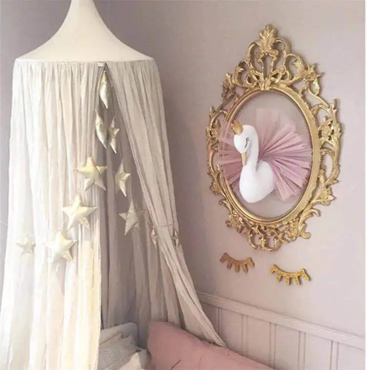 Nordic Style Golden Crown Swan Wall Hanging Decoration White Swan Stuffed Girl Room Wall Decor Nursery Decoration