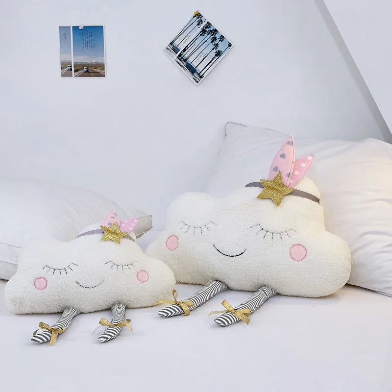 Nordic Nursery Cloud face Decorative Cushion Plush Stuffed Cloud Pillows For Nursery Decor Children Boys Girls Room Decoration