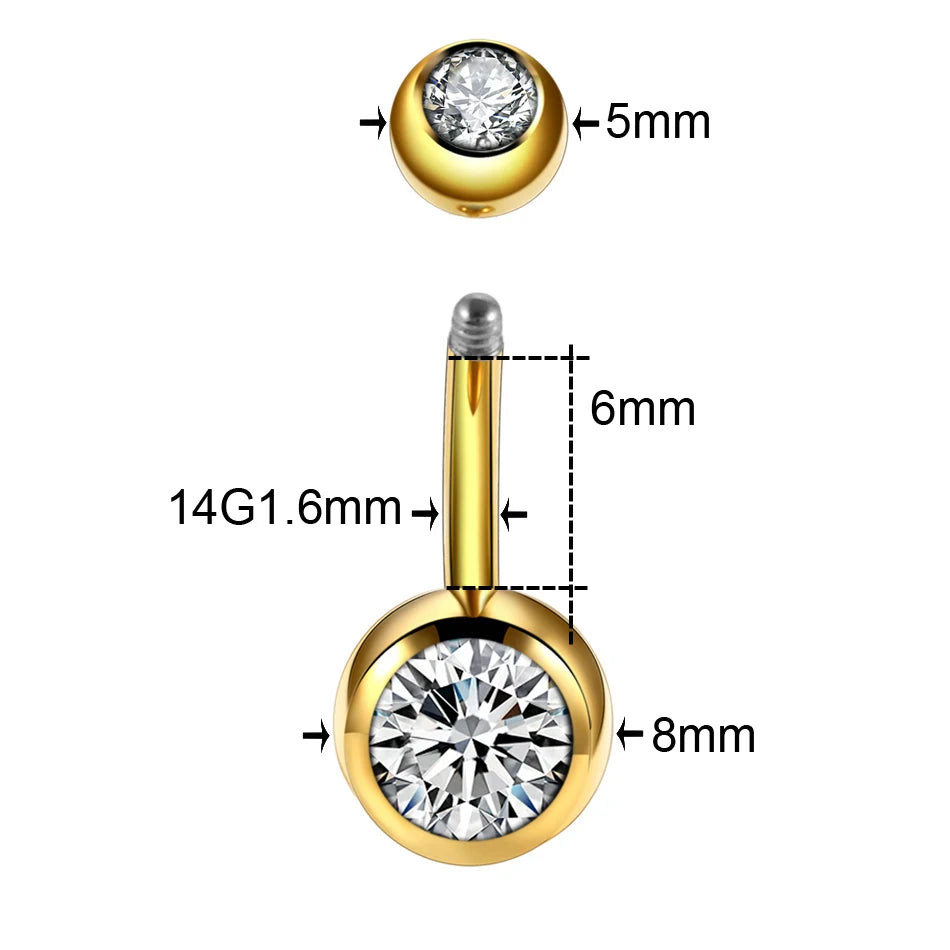 1PC Titanium Piercings 14G Navel Belly Button Piercing Crystal Gem Ombligo Piercing Helix Dangle Earring Piercings Body Jewelry