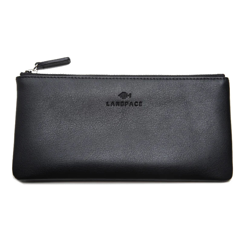 LANSPACE men's leather wallet brand thin purse fashion designer coin purses holders