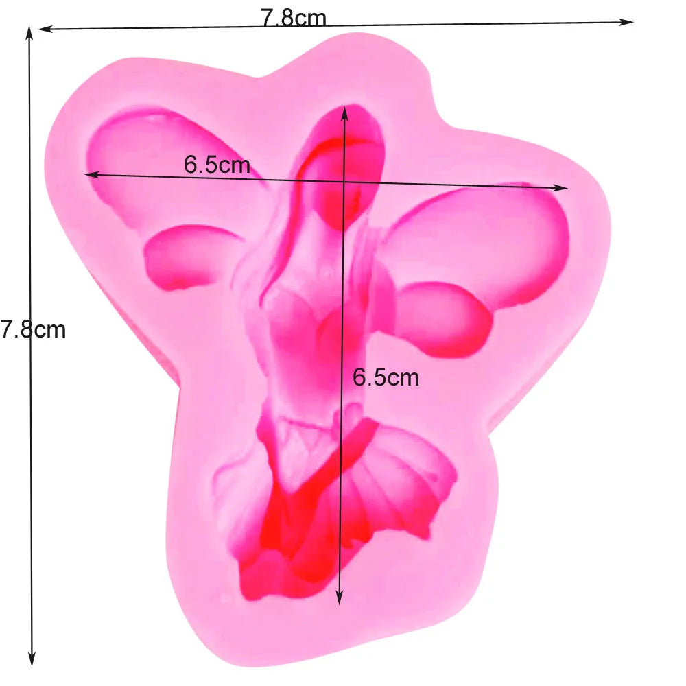 M679 Cute Fairy Female Angel Shape 3D Fondant Cake Silicone Mold Food Grade Mastic Pastry Candy Clay Making Soap Candle Moulds