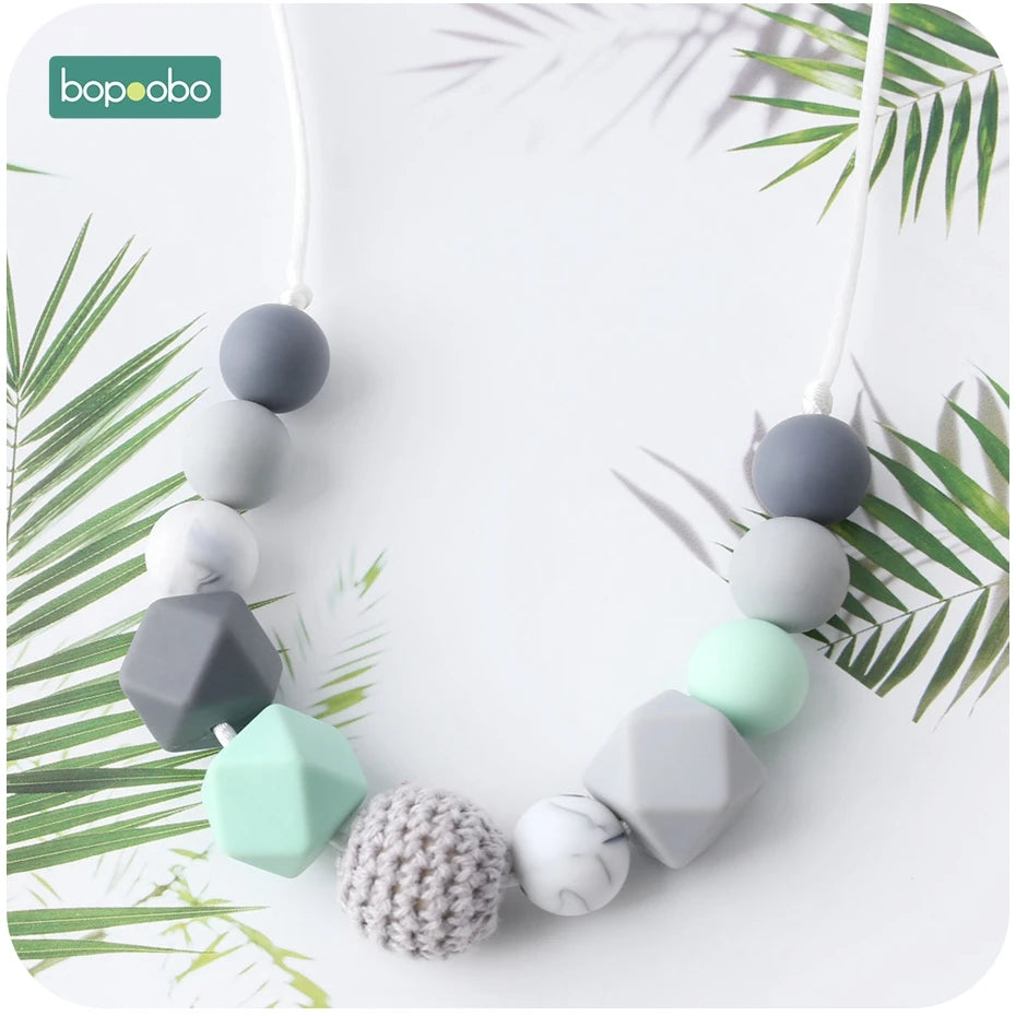 Hemasa Baby Teething Silicone Necklace Food Grade Silicone Beads Hexagon Baby Toys Silicone Perle BPA Free Baby Teether