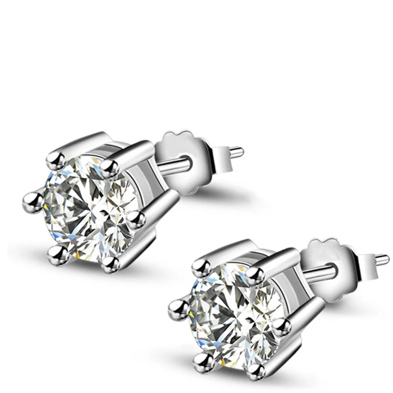 Lekani Round 1.2ct Natural White Topaz Earrings Stud Solid 925 Sterling Silver Anniversary Jewelry New Arrival Nice Gift