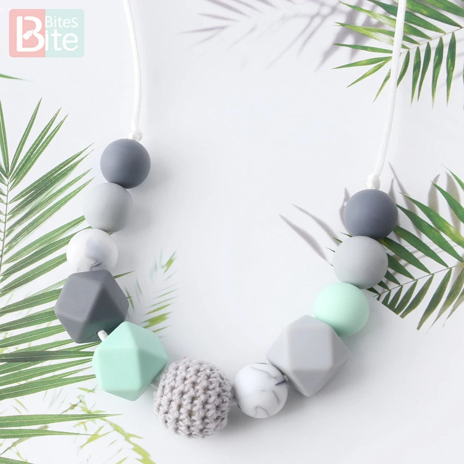 Heamsa 1pcs Baby Teething Necklace Food Grade Silicone Beads Long Chain Baby Goods Silicone Bead Nurse Gift For Baby Teether