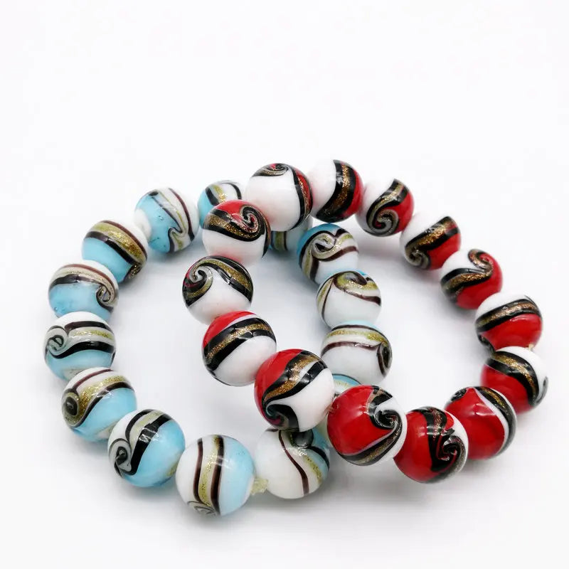 1PCS Fashion Circle Multicolor Lampwork Murano Glass Bangle Red Black Bracelet 14 MM