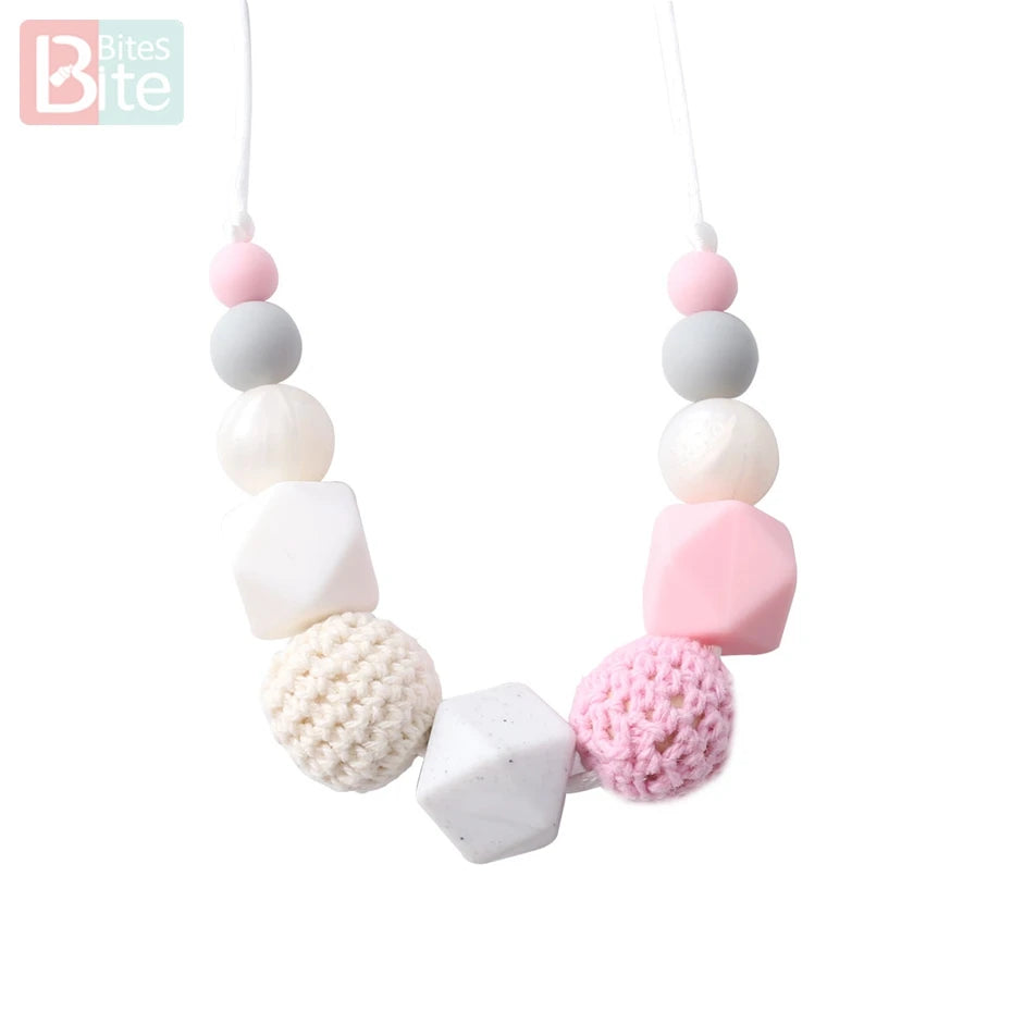 Hemasa Baby Teething Necklace Food Grade Silicone Beads Long Chain Baby Goods Silicone Bead Nurse Gift For Baby Teether