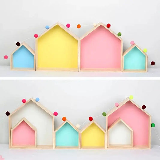 High Quality 2PCS Kids Room Decoration Wooden Shelf For Kids Room Nursery Decoration Wall Wood Shelf  Children Room Wall Shelf