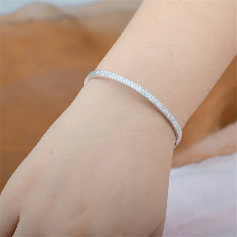 Hemasa Handmade Diamond Bangle 925 Sterling Silver Party Engagement bangles Bracelets for women