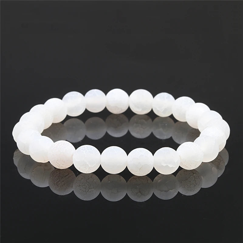 8mm Natural Crack Stone Bracelet Colorful Weathered Stone Stretch Beaded Bracelets & Bangles Women Men Healing Chakra Jewelry