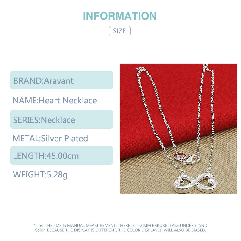 Hemasa 925 Silver Jewelry Link Chain Necklaces Women Wedding Fashion Heart Pendant Necklace Jewelry