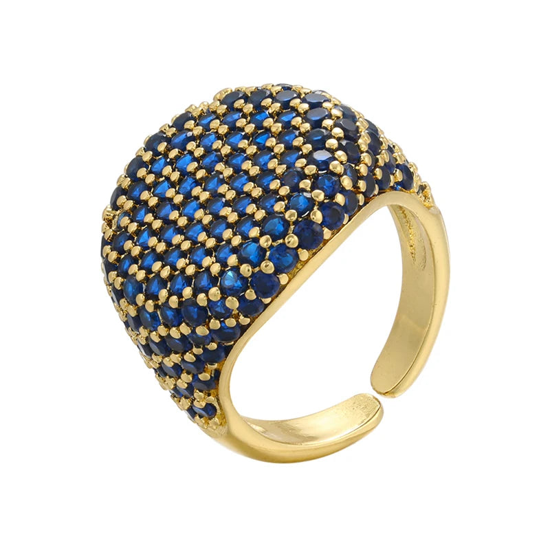 Tejesa gold color Candy Crystal Ring for women CZ Zircon Opening women Ring
