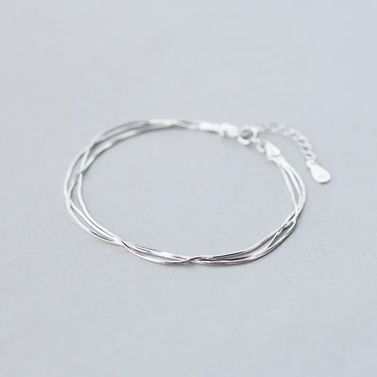 Korean Fashion Simple layer Bracelets For Women Silver 925 Jewelry Hot Fashion 925 Sterling Silver Bracelet For Women SL181