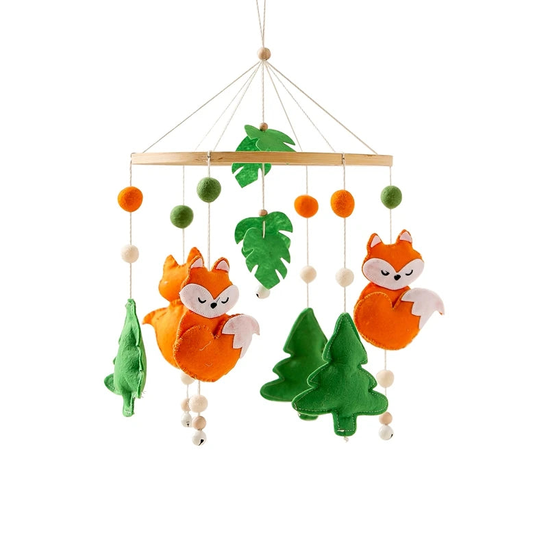 Hemasa Baby Crib Mobiles Wooden Bed Bell Newborn Stroller Rattles Toy Cartoon Plush Toy 0-24M Infant Baby Boy Girls Toys Bed Bell