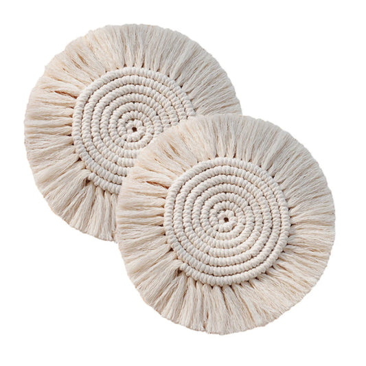 Macrame Placemats Cup Mat Bohemia Tablecloth Coaster Cup Pad Northern Europe Style Pure Handcrafted Cotton Braid Insulation Mats