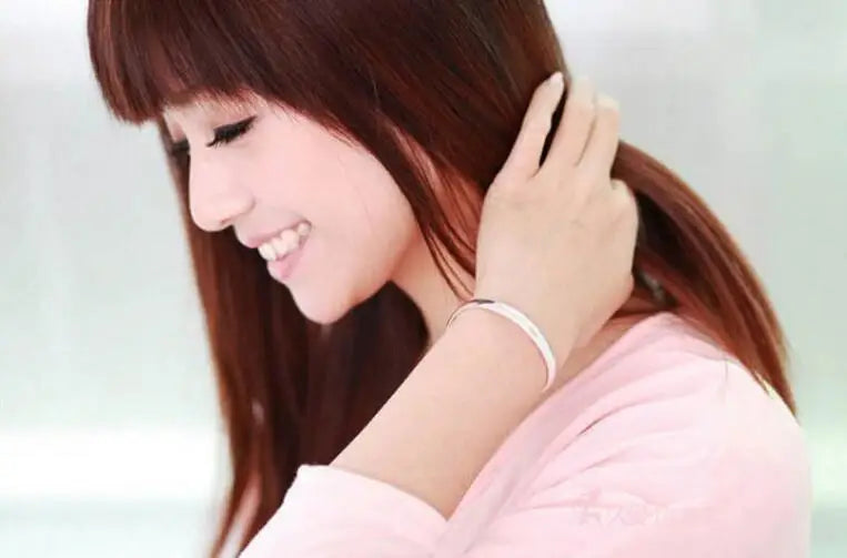 Simple Fashion 925 Sterling Silver Smooth Cuff Bracelets & Bangles For Women pulseras Valentine's Day present S-B61
