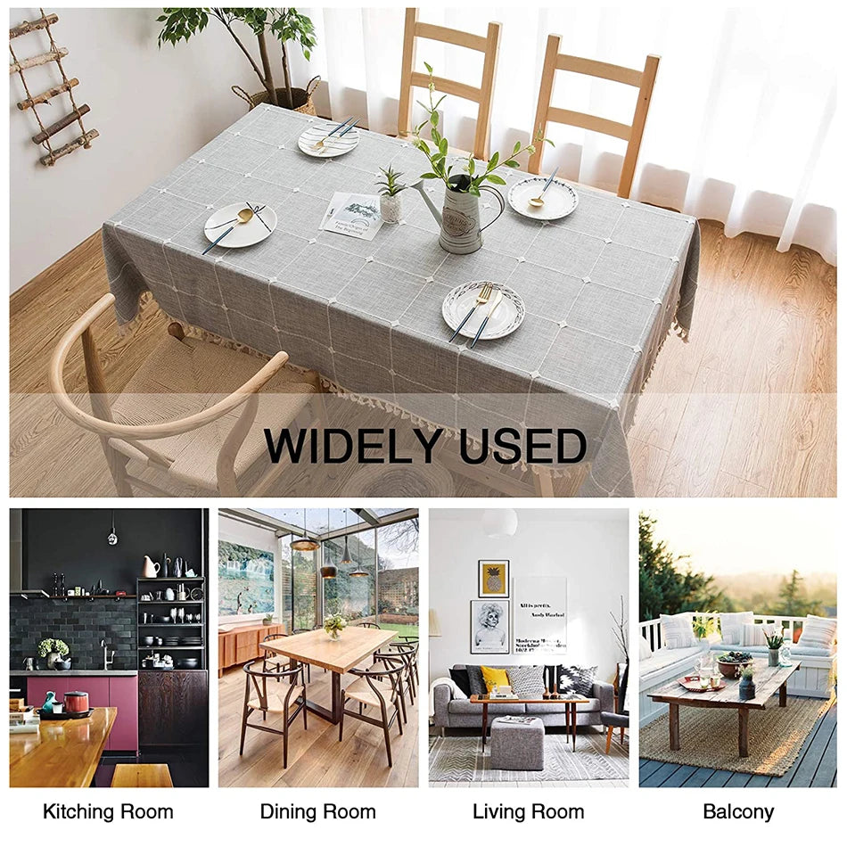Tablecloth Embroidered Ribbons Rectangle Size Heavy Table Cover Cloth for Kitchen Dinner Restaurant Wedding Party Decoration