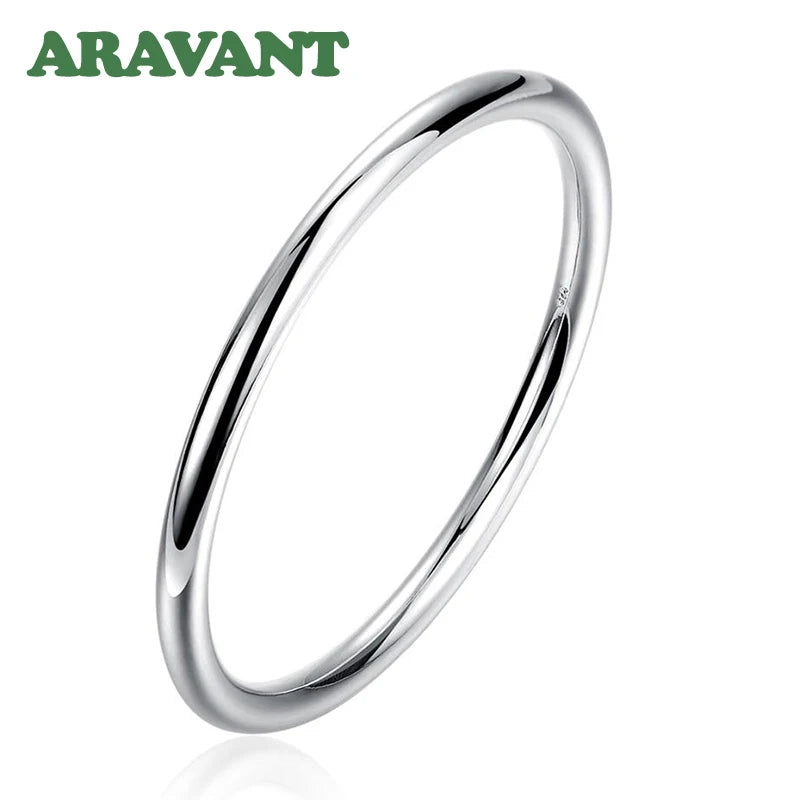Aravant 925 Silver Simple Round Bangle For Men Women Fashion Jewelry
