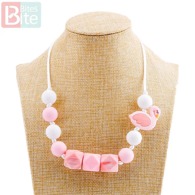 Heamsa 1pcs Baby Teething Necklace Food Grade Silicone Beads Long Chain Baby Goods Silicone Bead Nurse Gift For Baby Teether