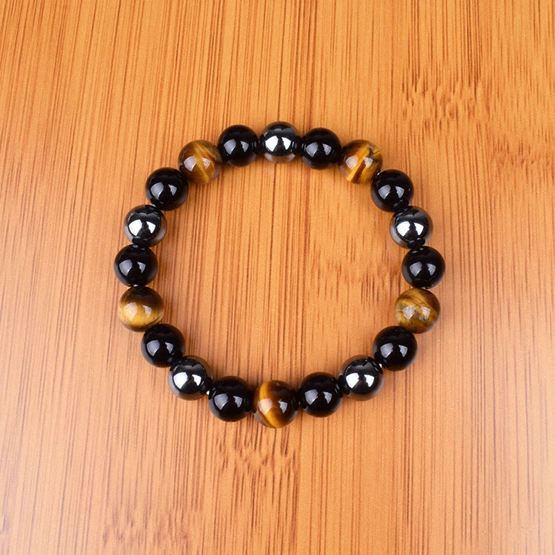 Natural Tiger Eye Hematite Bracelets Men Obsidian Magnetic Health Protection Balance Beads Bracelets Women Reiki Healing Jewelry