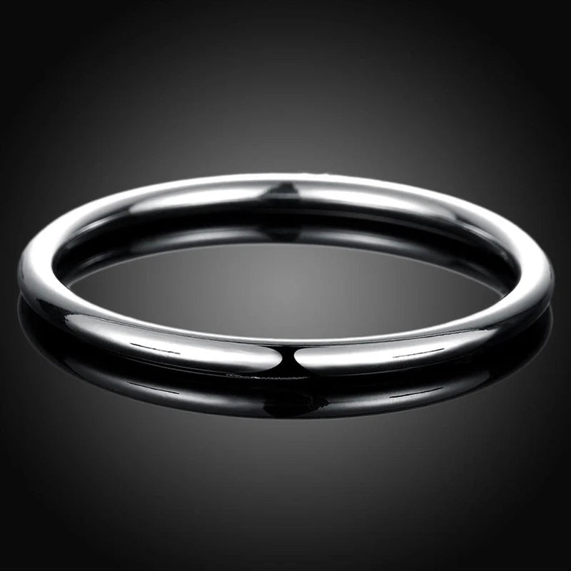 Aravant 925 Silver Simple Round Bangle For Men Women Fashion Jewelry