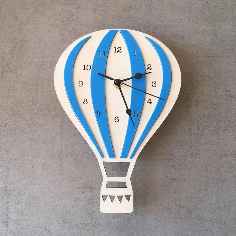 Nordic Style Wooden Balloon Clock Kids Room Decoration Wood Balloon Clock Wall Decor For Baby Boy Girl Room Decor Children Room