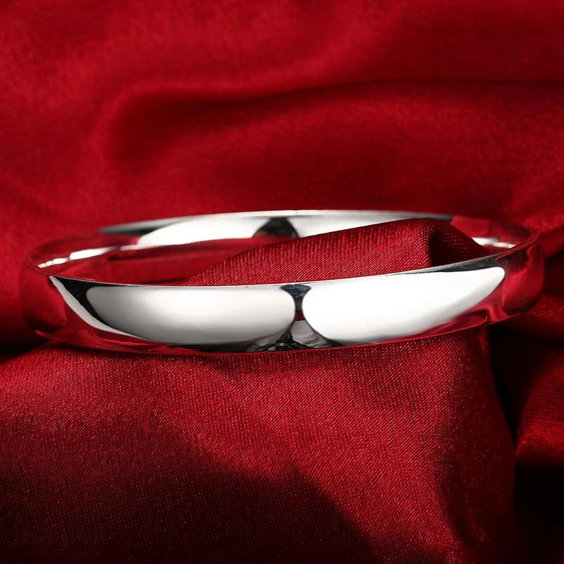 Aravant 925 Silver 10MM Smooth Bracelet&Bangle For Men Women Fashion Jewelry Gifts