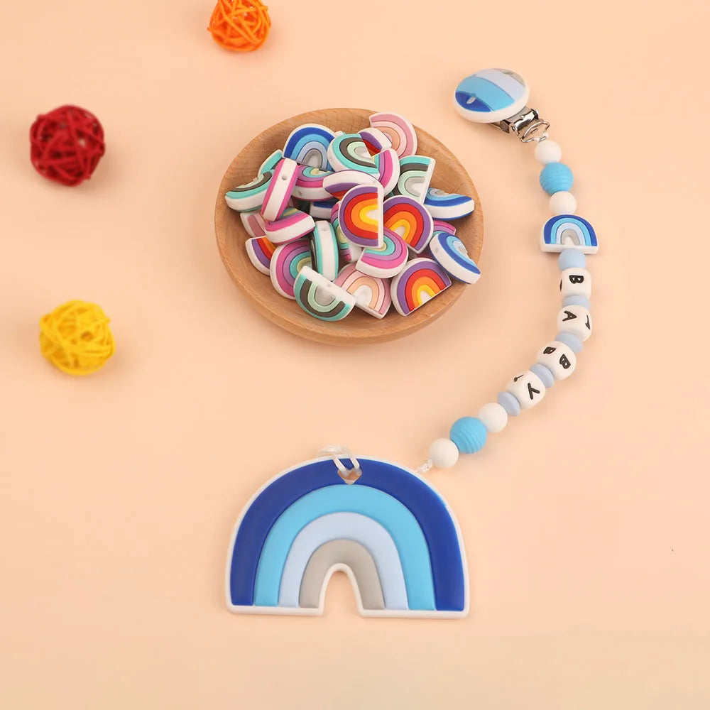 Kovict 10pcs BPA Free New Rainbow Beads Cute Silicone Beads For Food Grade Accessories Jewelry Making Bulk DIY Crafts Wholesale