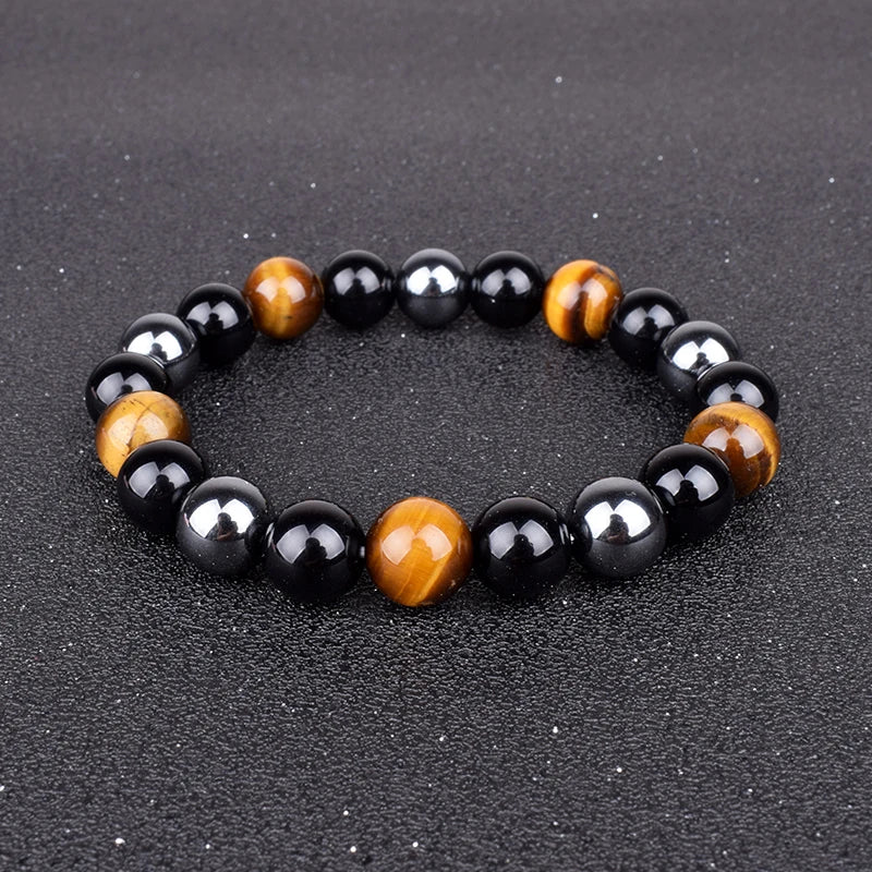 Natural Tiger Eye Hematite Bracelets Men Obsidian Magnetic Health Protection Balance Beads Bracelets Women Reiki Healing Jewelry
