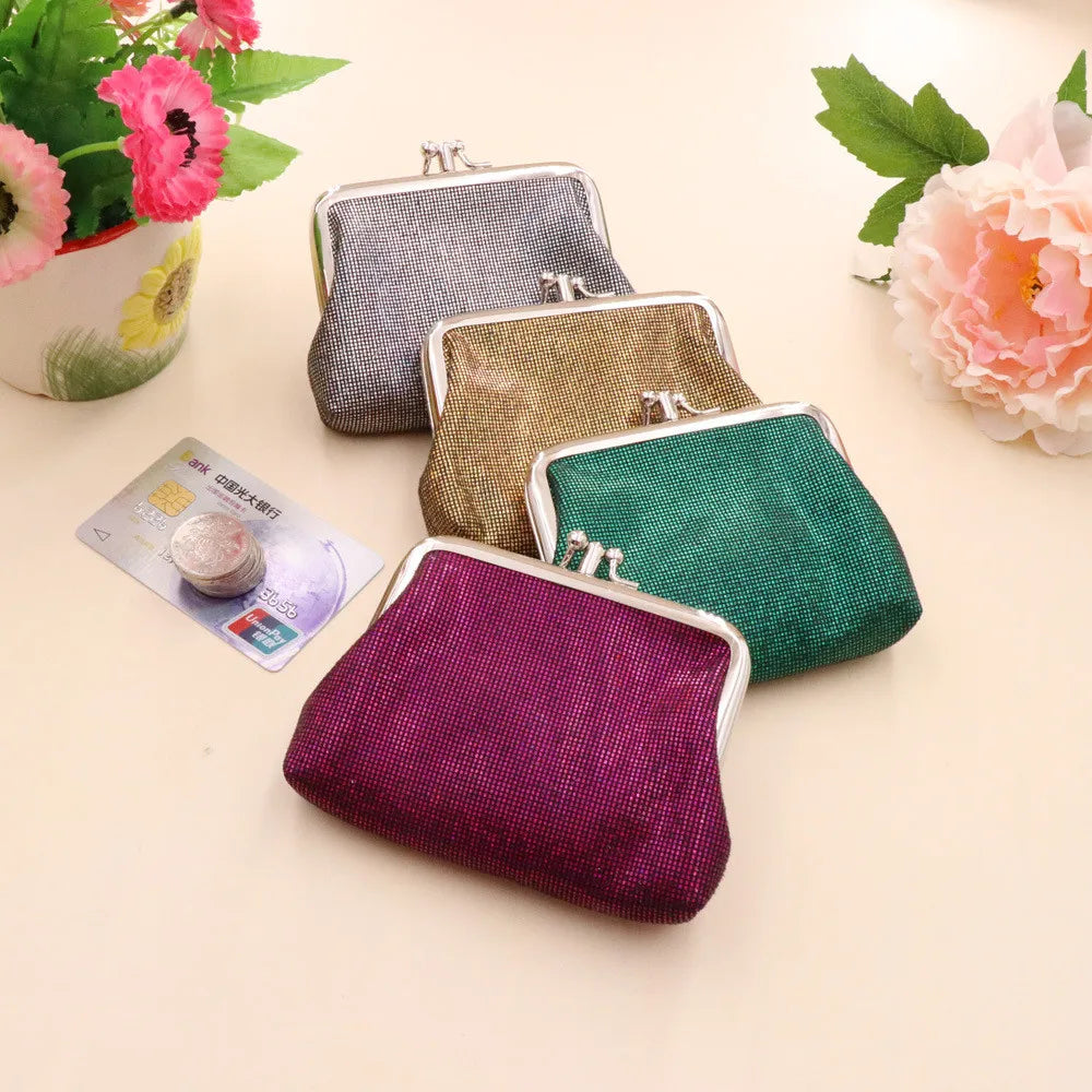 Retro Double Layer Bright Grid Short Wallet Creative Card Holder Mini Coin Purse For Women Wallet Hasp Clutch Bag Women'S Purses