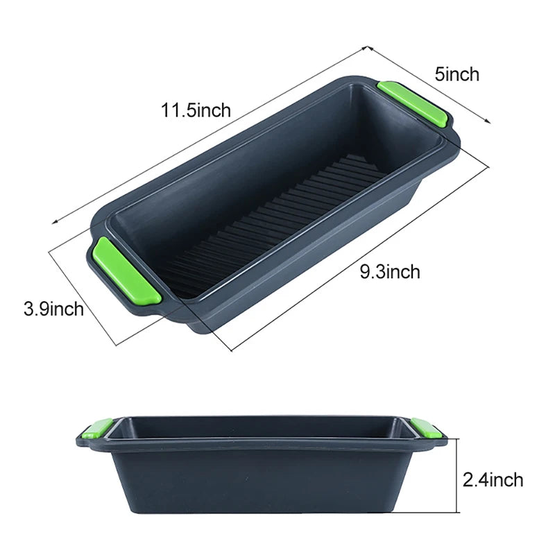 Tejesa 2Pcs Silicone Toast Bread Mold Rectangular Bread Pan Mold Rectangular Cake Baking Tray Non-Stick Loaf Pan Chiffon Cake Mould Kitchen
