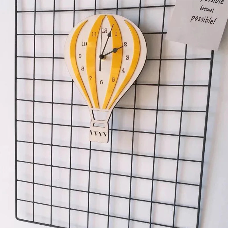 Nordic Style Wooden Balloon Clock Kids Room Decoration Wood Balloon Clock Wall Decor For Baby Boy Girl Room Decor Children Room