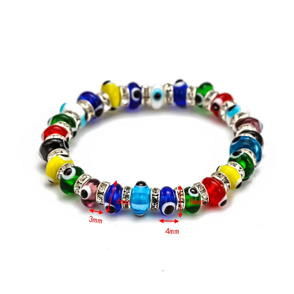 Lucky Eye Multi Color Glass Turkish Evil Eye Beads Bracelet Adjustable Chain Bracelet for Women Female Fashion Jewelry BE61
