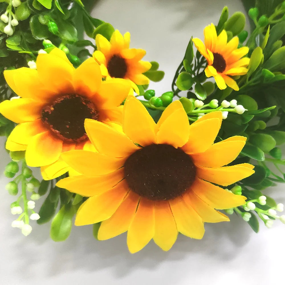 Summer Sunflower Garland Home Decor Artificial Flowers Wreath For House Front Door Decoration Wall Hanging