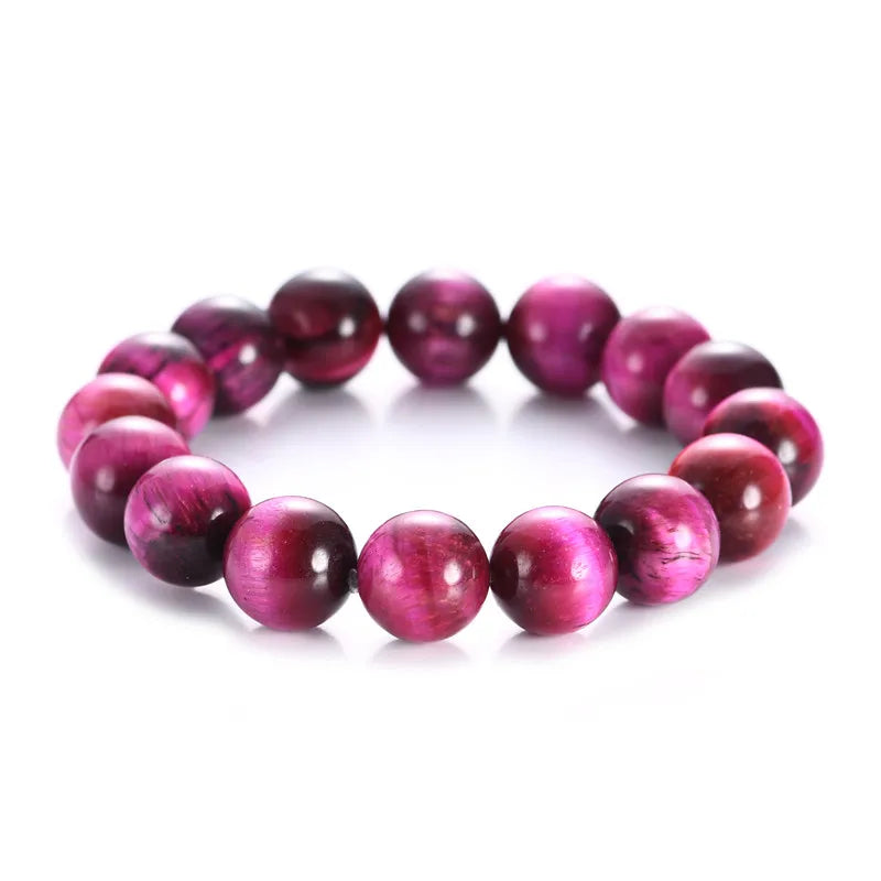 6mm 8mm 10mm 12mm High Quality Pink Tiger Eye Buddha Bracelets Natural Stone Round Beads Elasticity Rope Men Women Bracelet Gift