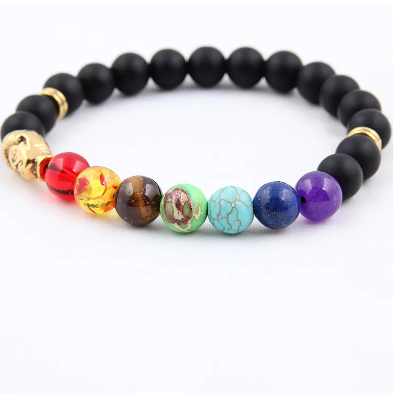 Natural Volcanic Stone Bracelets Charm Women Chakra Balance Beads Men Black Lava Turquoises Strand Bangle Fashion Buddha Jewelry