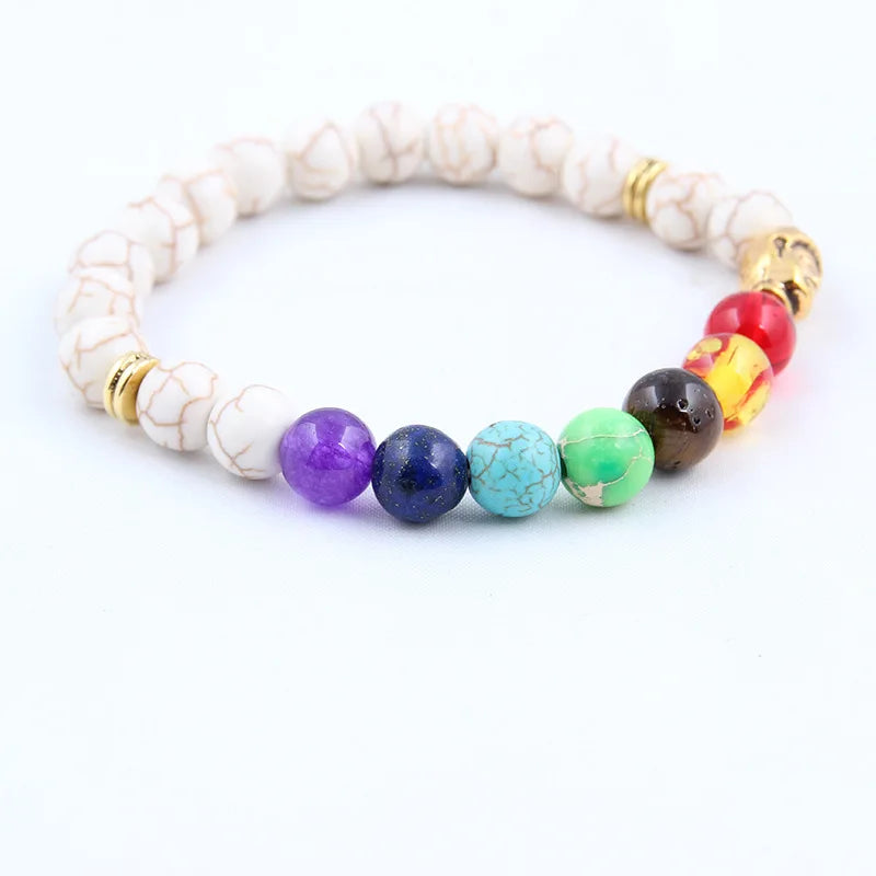 Natural Volcanic Stone Bracelets Charm Women Chakra Balance Beads Men Black Lava Turquoises Strand Bangle Fashion Buddha Jewelry