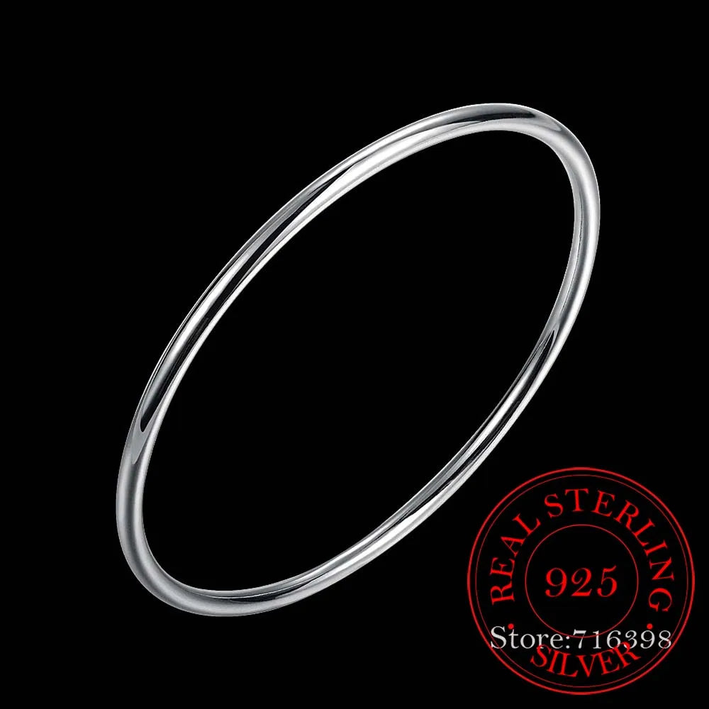 925 Sterling Solid Silver Bracelet Fashion Personality Simple Smooth Bangles For Women Wedding Engagement Jewelry