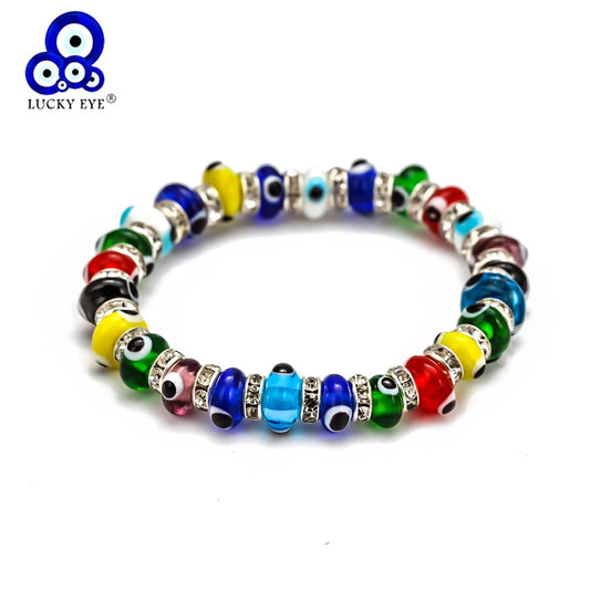 Lucky Eye Multi Color Glass Turkish Evil Eye Beads Bracelet Adjustable Chain Bracelet for Women Female Fashion Jewelry BE61