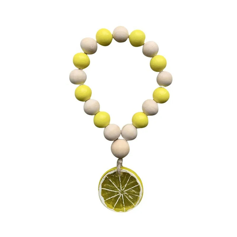 Lemon Wood Bead Garland Woven Tassel Wall Hanging DIY Crafts Nature Color Wood/Jute Rope Home Decor