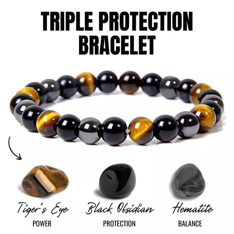 Natural Black Obsidian Hematite Tiger Eye Beads Bracelets Men for Magnetic Health Protection Women Soul Jewelry Pulsera Hombre