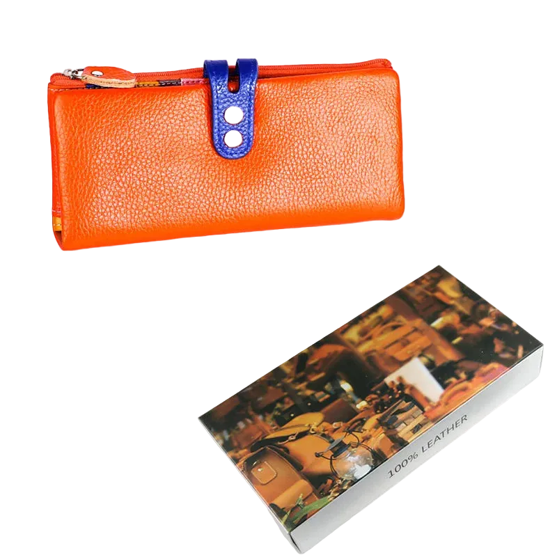 Tejesa Genuine Leather Long Clutch Ladies Purse with Zipper Pocket/ Colorful Phone Wallet