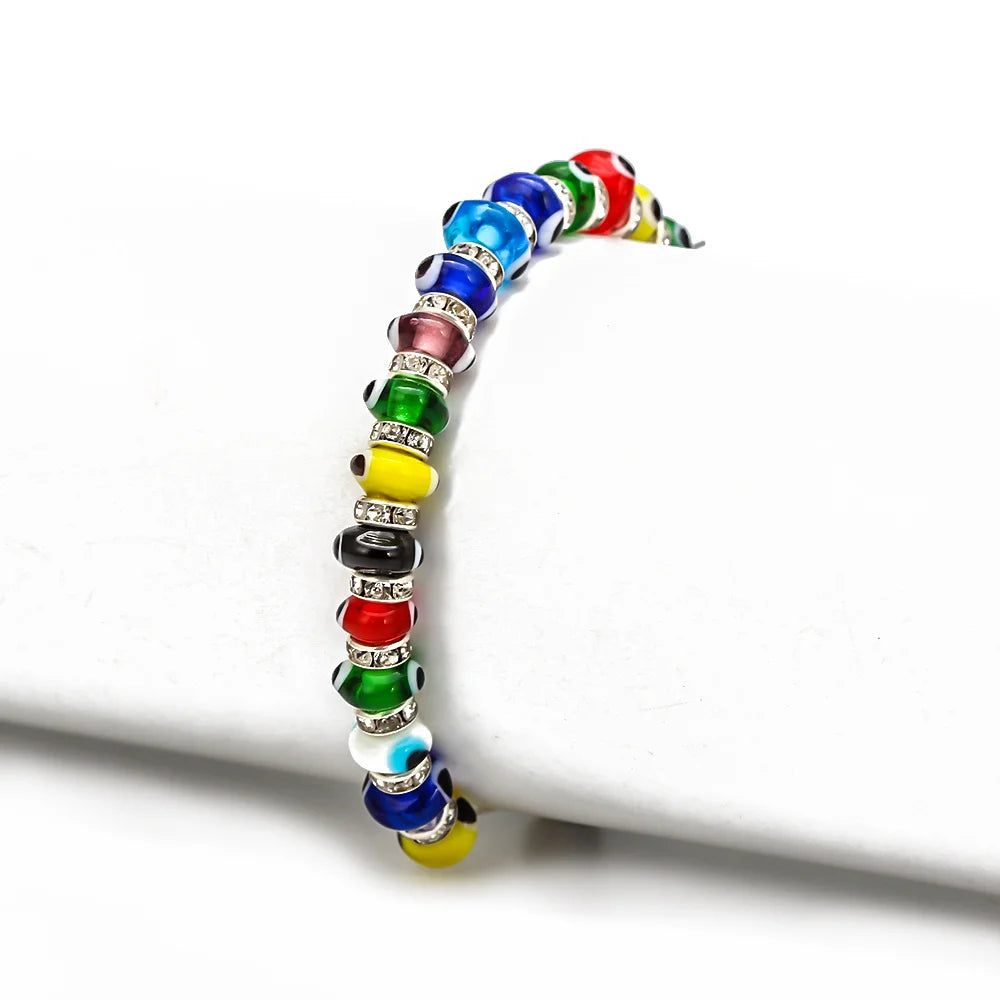 Lucky Eye Multi Color Glass Turkish Evil Eye Beads Bracelet Adjustable Chain Bracelet for Women Female Fashion Jewelry BE61