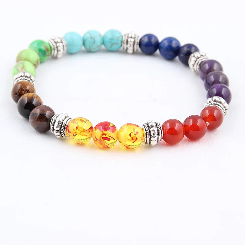 Natural Volcanic Stone Bracelets Charm Women Chakra Balance Beads Men Black Lava Turquoises Strand Bangle Fashion Buddha Jewelry