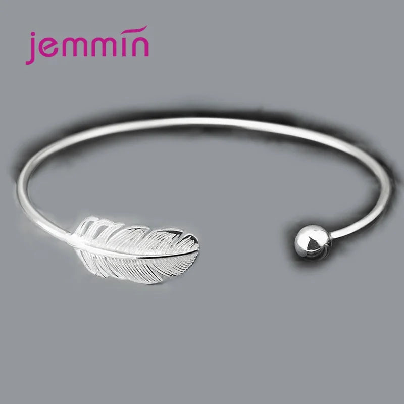 925 Silver Bracelets for Women Perfect Polished Fashion Women Opened Bangle Anti-allergy Sterling-silver-jewelry