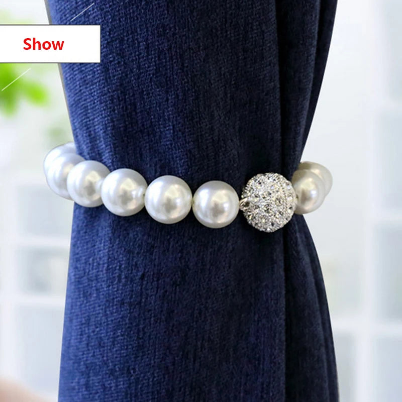 Pearl Magnet Curtain Holders, Tieback Clips, Magnetic Hanging Ball, Beaded Buckle, Tie Back Straps, Home Decoration Accessories