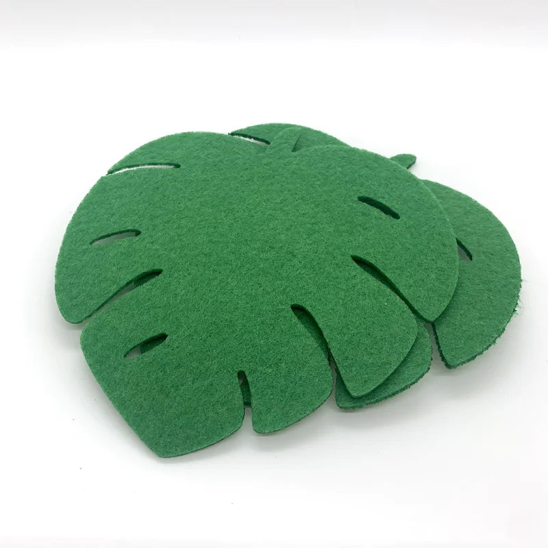 8 pcs Leaf Felt Coaster Cup Mats Cartoon Pad Fabric Summer Party Decoration Flamingo Supplies For Home Felt Children Room